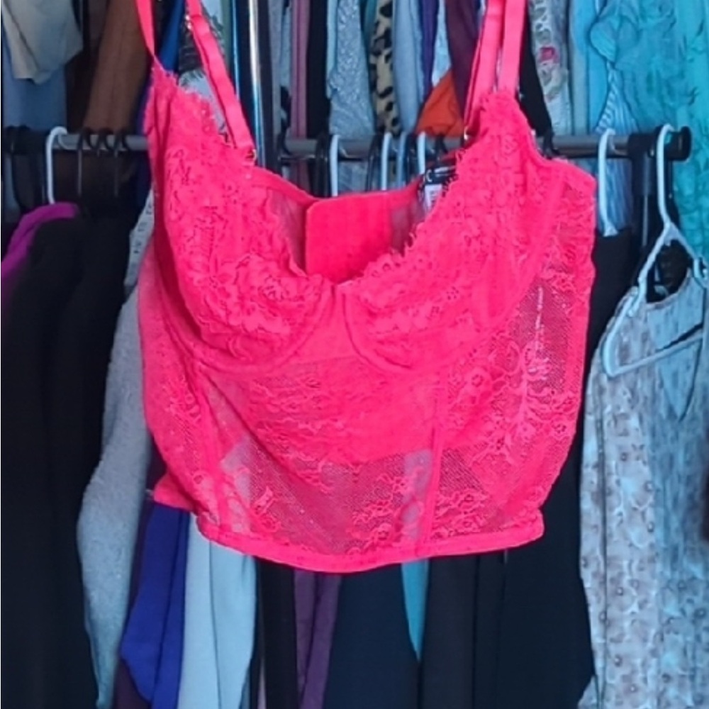 🔥 Vibrant Red Lace Bralette | International Concepts Intimates | Large | NWT 🔥